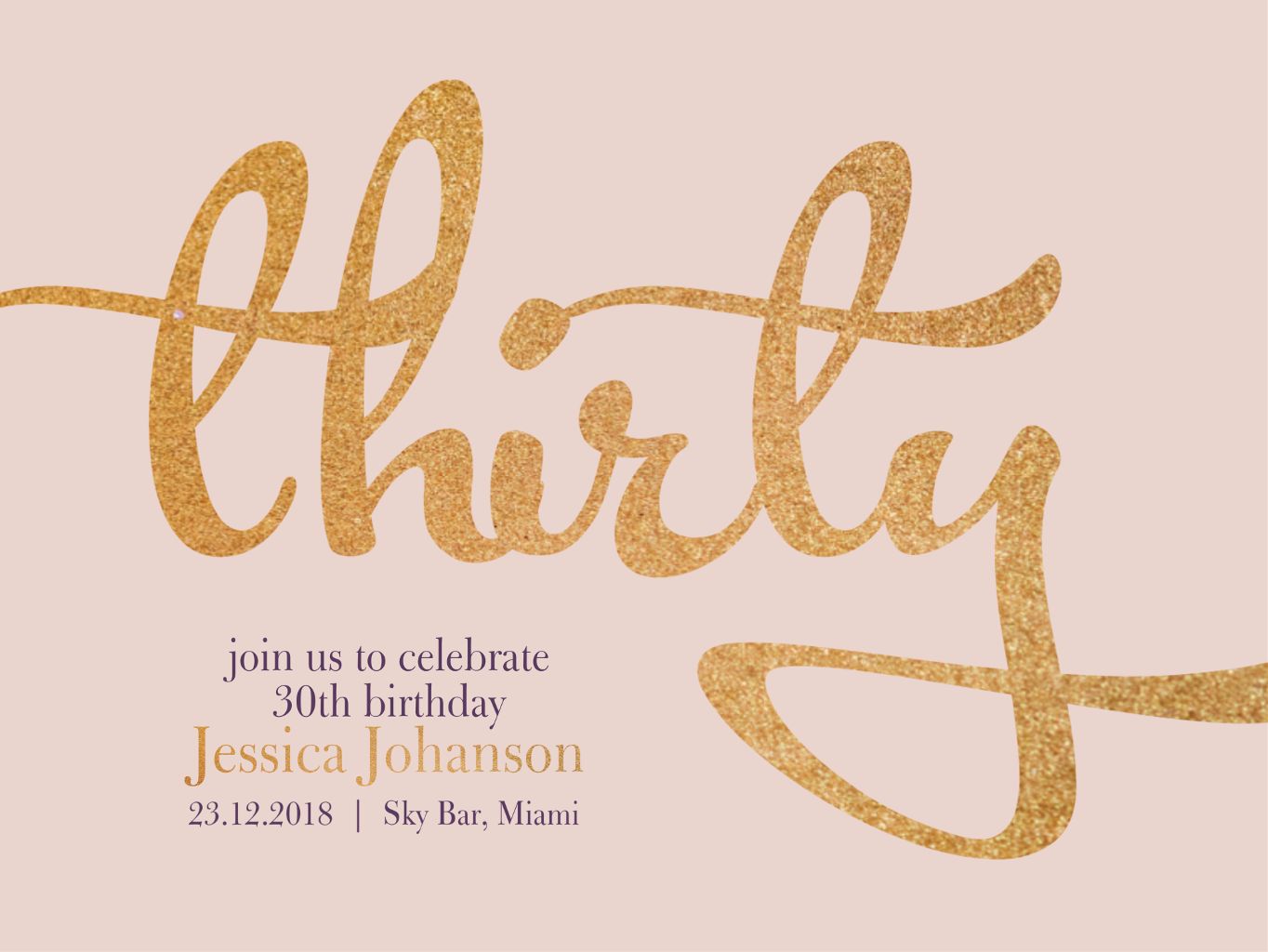 Elegant Pink and Gold Birthday Invitation Post