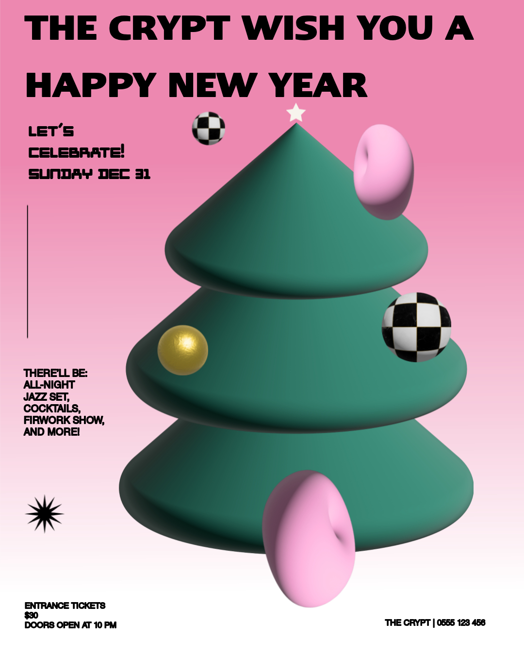 Pink Green New Year Celebration Poster