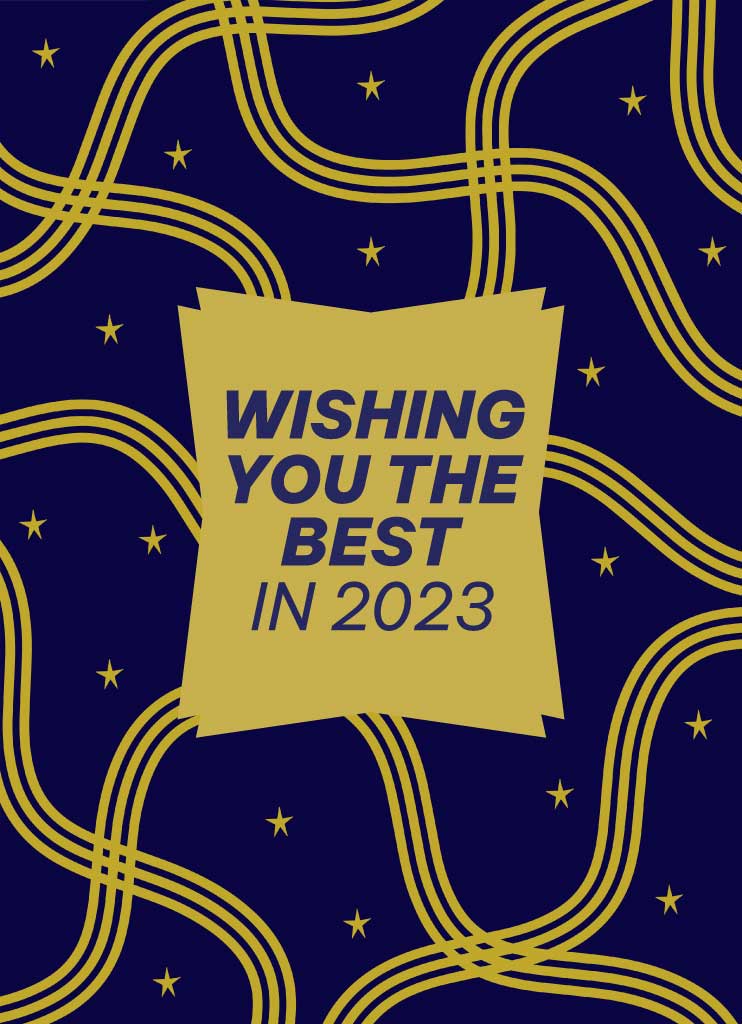 Navy Blue and Gold New Year Poster Design