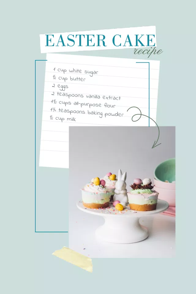 Easter Cake Recipe Pastel Blue Poster Design