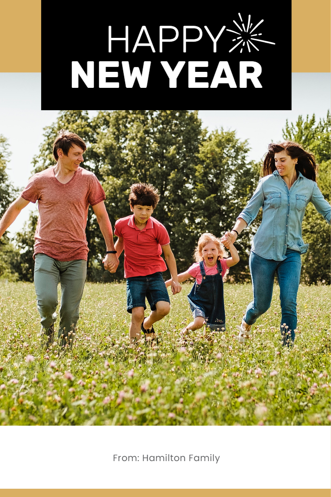 Joyful Family New Year Greeting Card Design