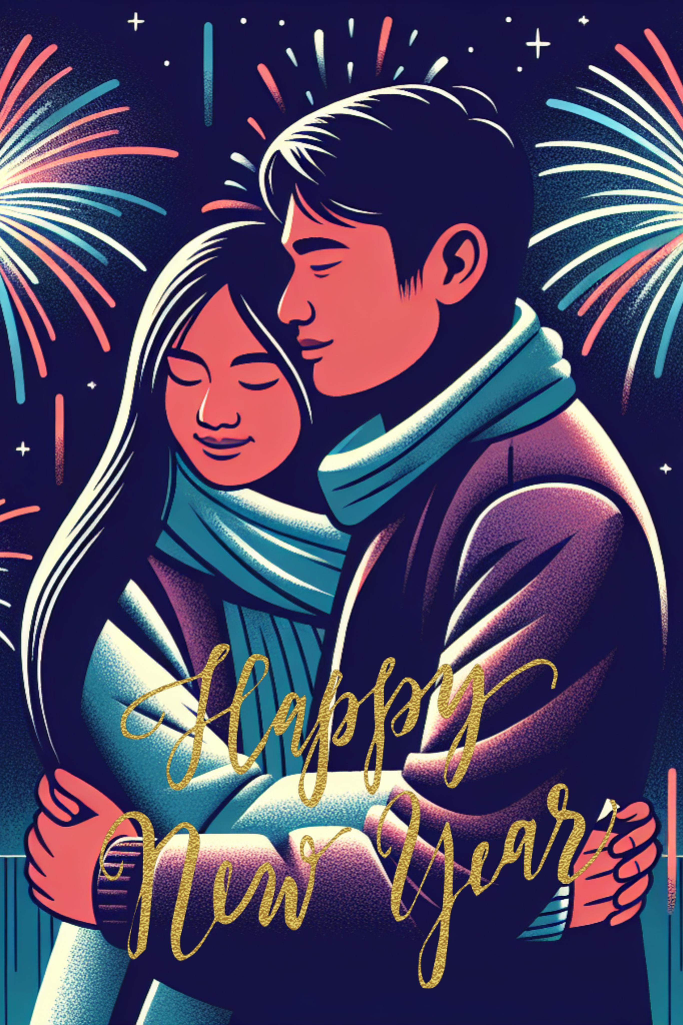 Romantic New Year Celebration Poster in Black and Gold