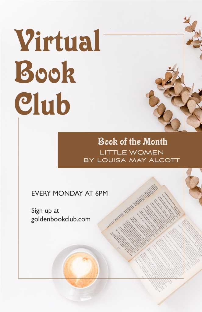 Template Elegant Beige Book Club Poster Design