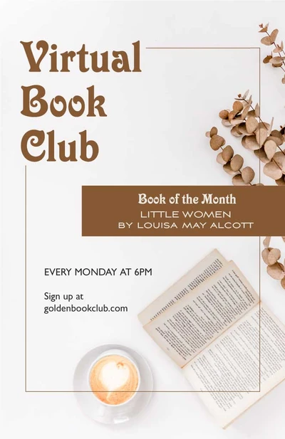 Template Elegant Beige Book Club Poster Design