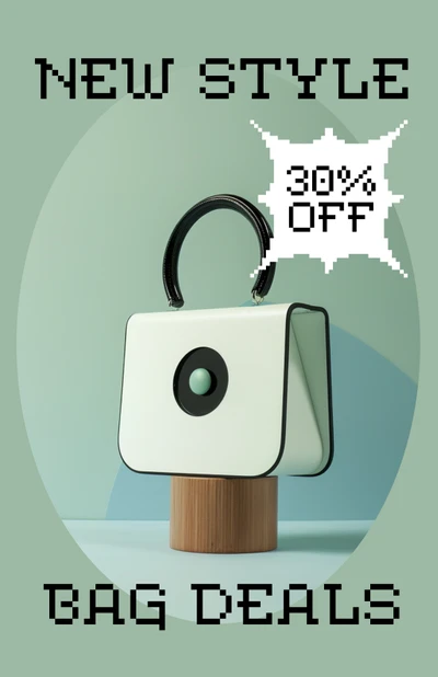 Template Trendy Green Bag Deals Poster Design