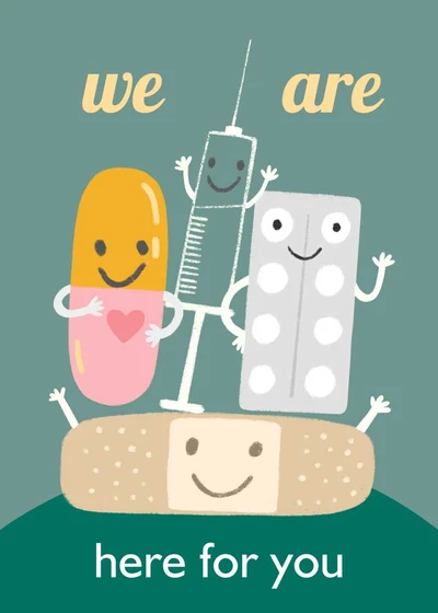 Template Friendly Healthcare Support Poster Teal Ambiance