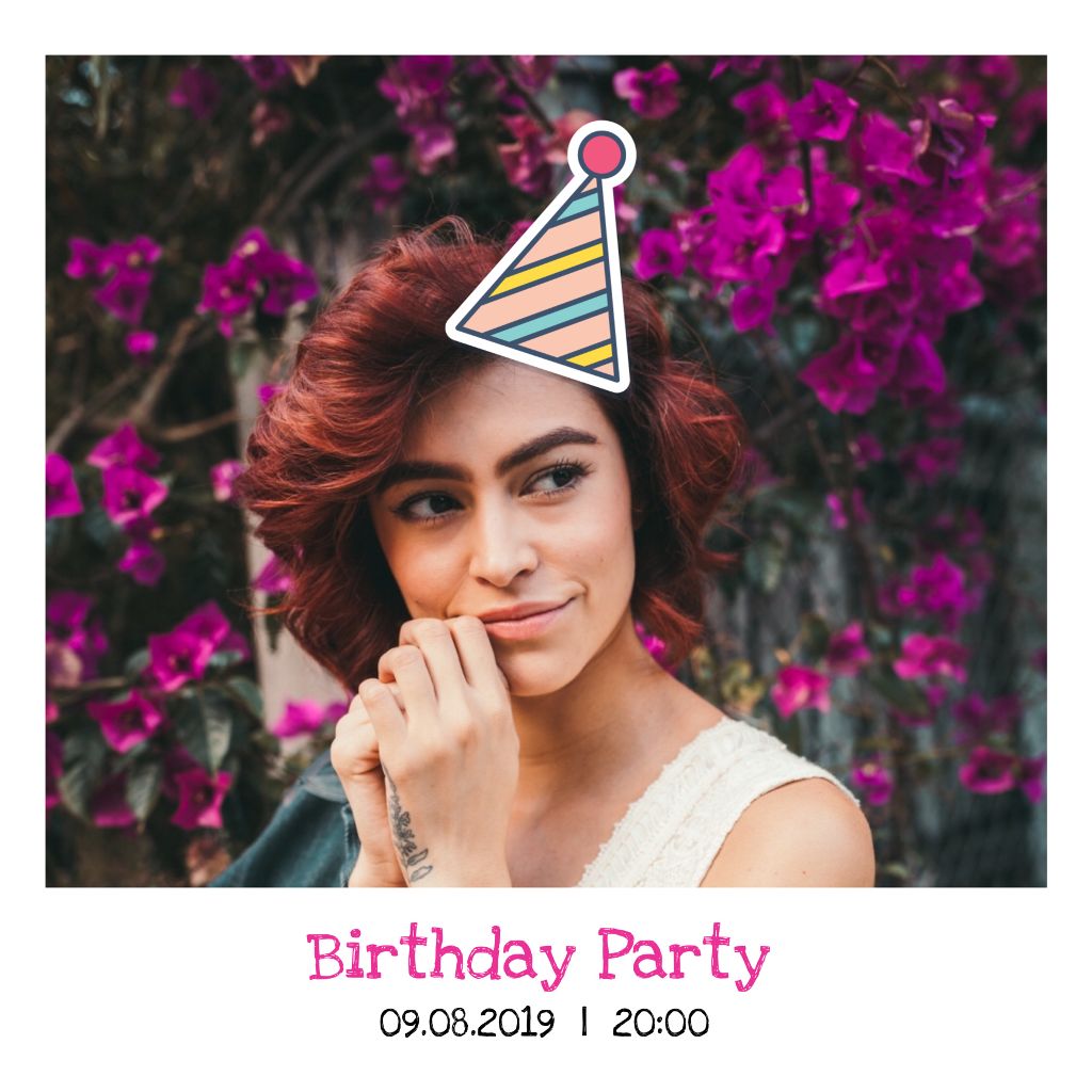 Chic Pink Birthday Invitation Post Template