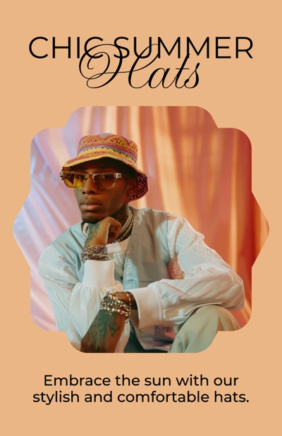 Template Chic Summer Hats Poster in Peach Tones