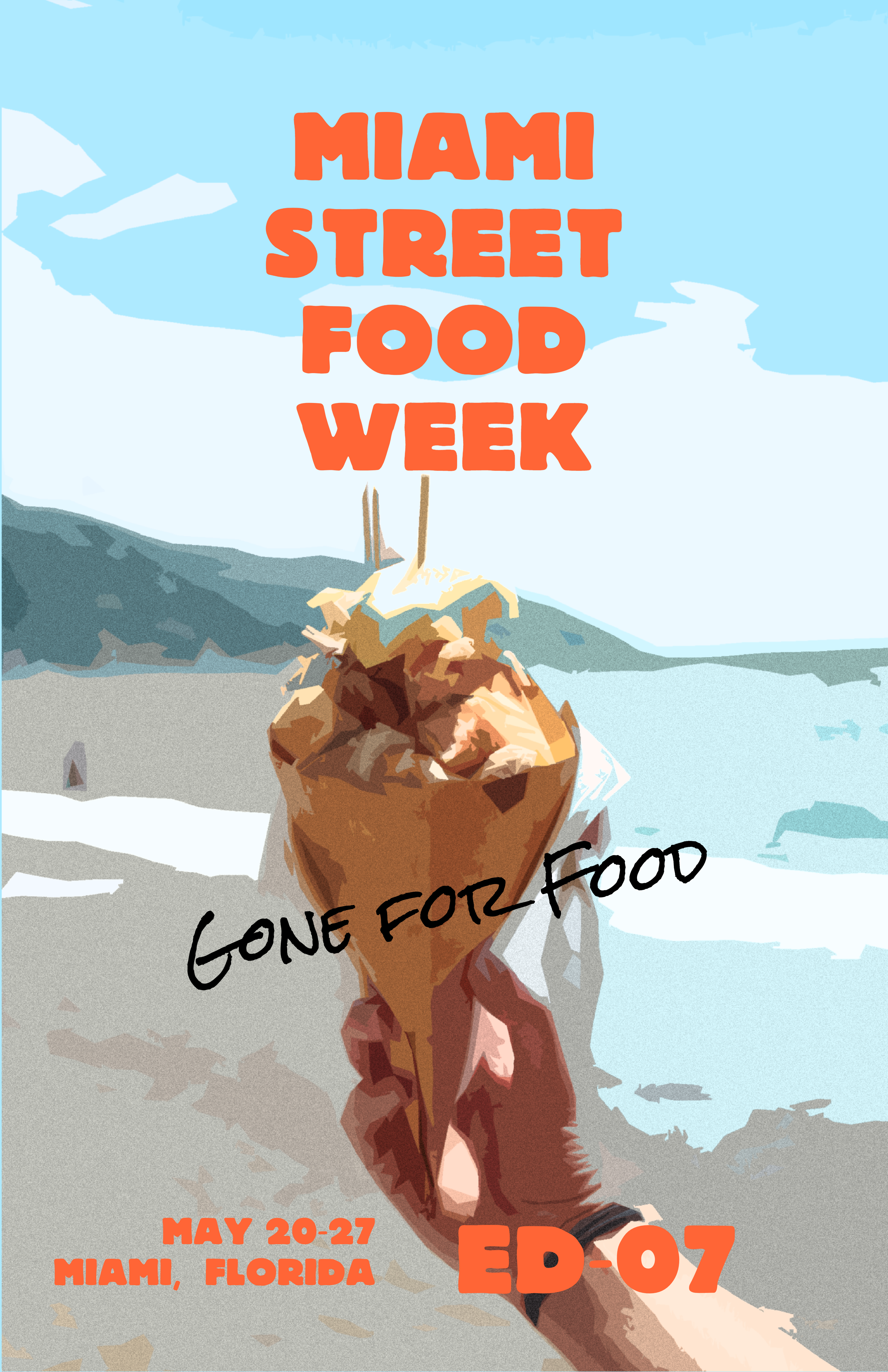 Miami Street Food Week Orange Poster Design