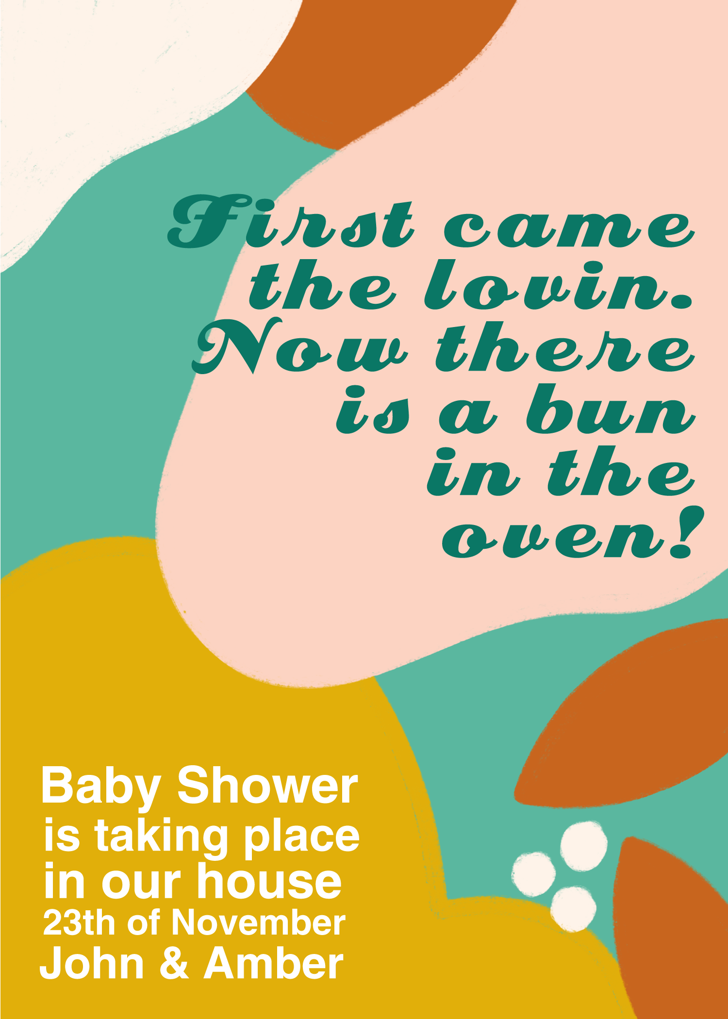 Cheerful Teal and Coral Baby Shower Poster