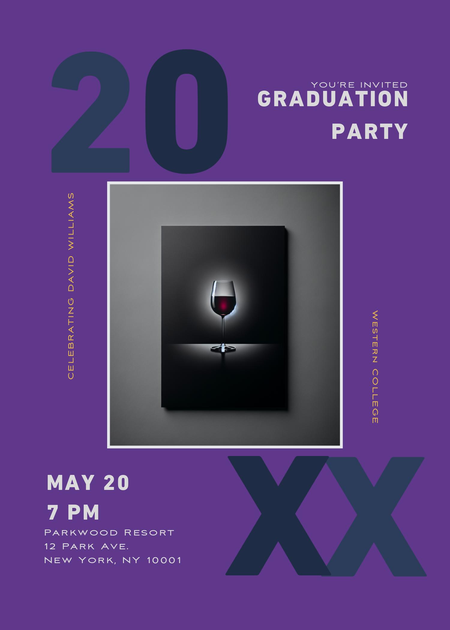 Navy Blue Chic Graduation Party Poster