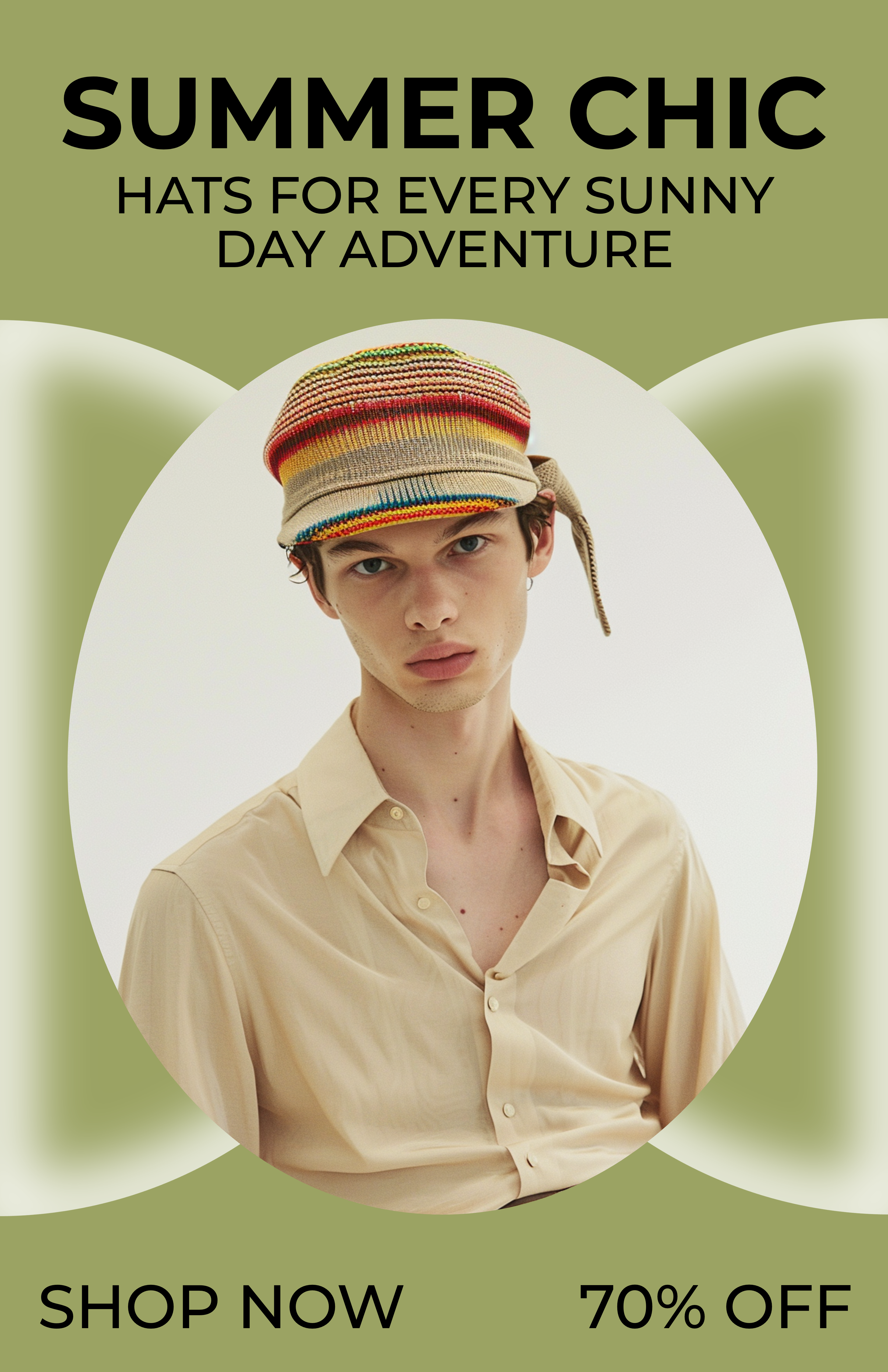 Template Trendy Green Poster for Summer Hats