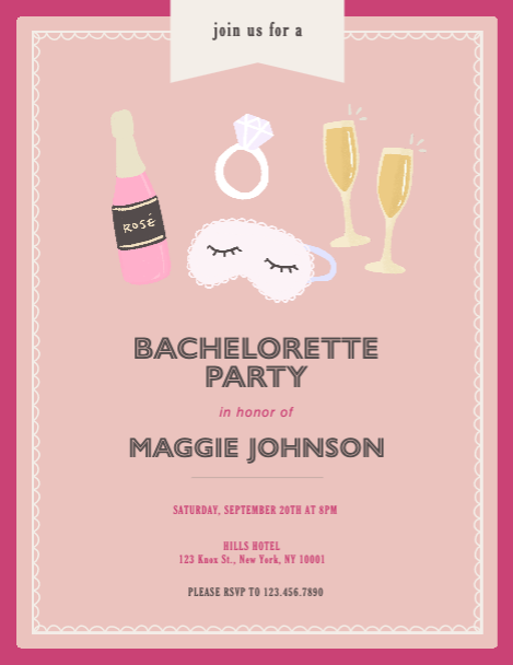 Chic Pink Bachelorette Party Invitation Post