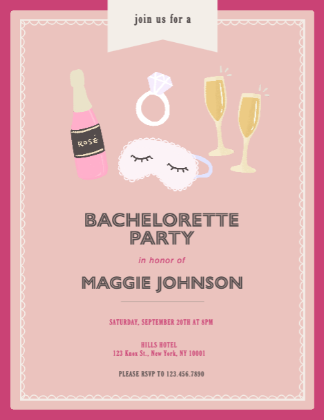 Template Chic Pink Bachelorette Party Invitation Post