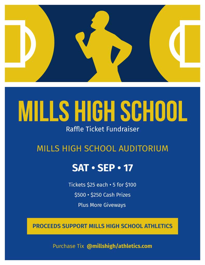 Vibrant Blue and Yellow School Raffle Poster
