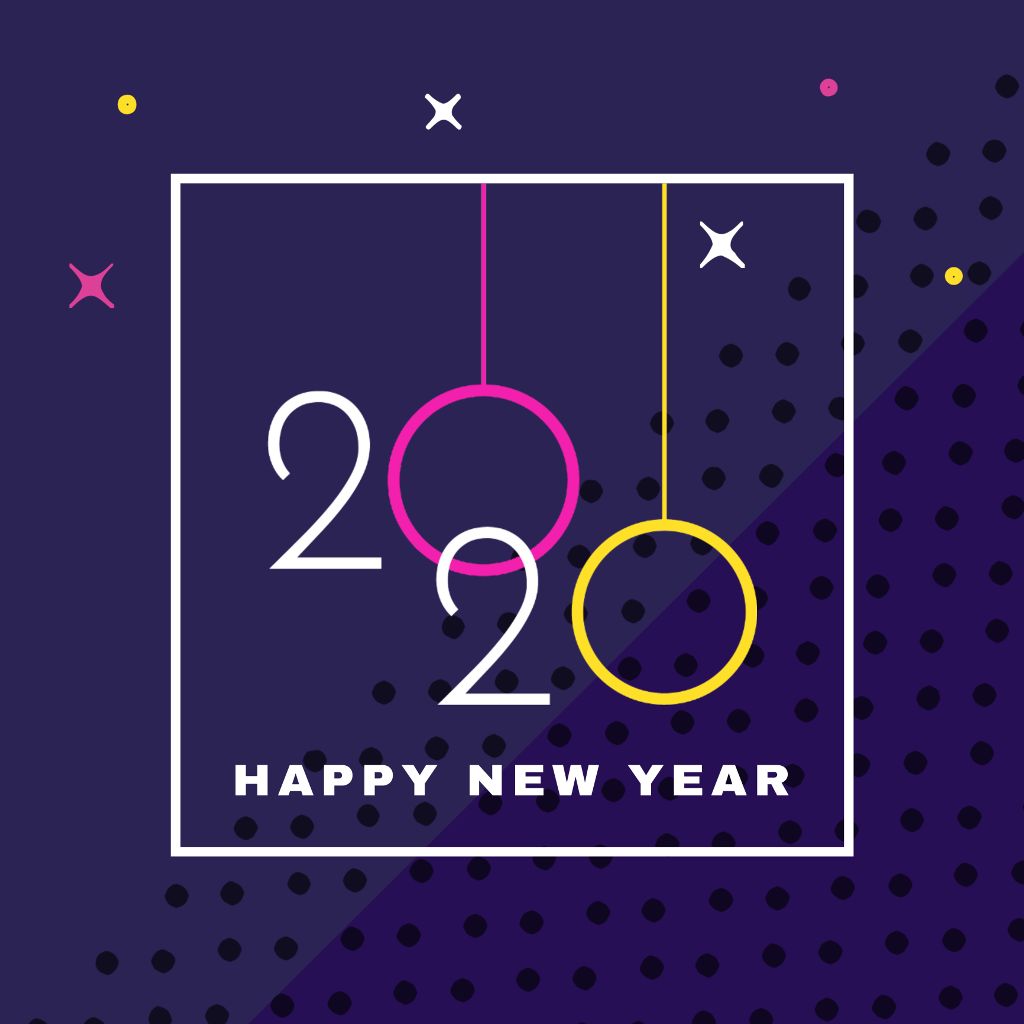 Vibrant New Year Celebration Post Template in Purple