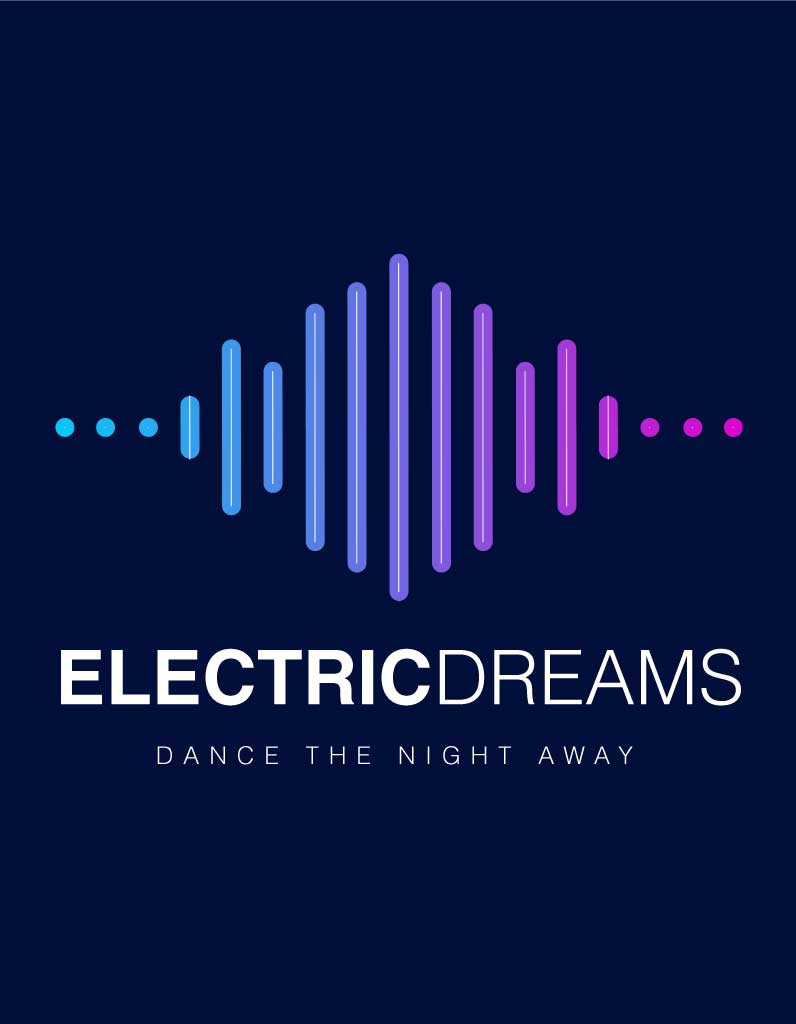 Template Electric Dreams Blue and Purple Party Poster