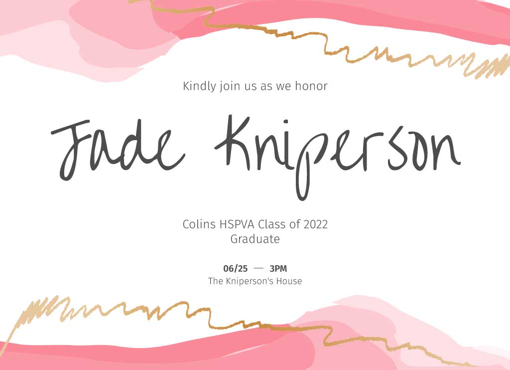 Elegant Pink and Gold Graduation Invitation Post