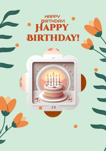 Charming Peach Floral Birthday Post Template