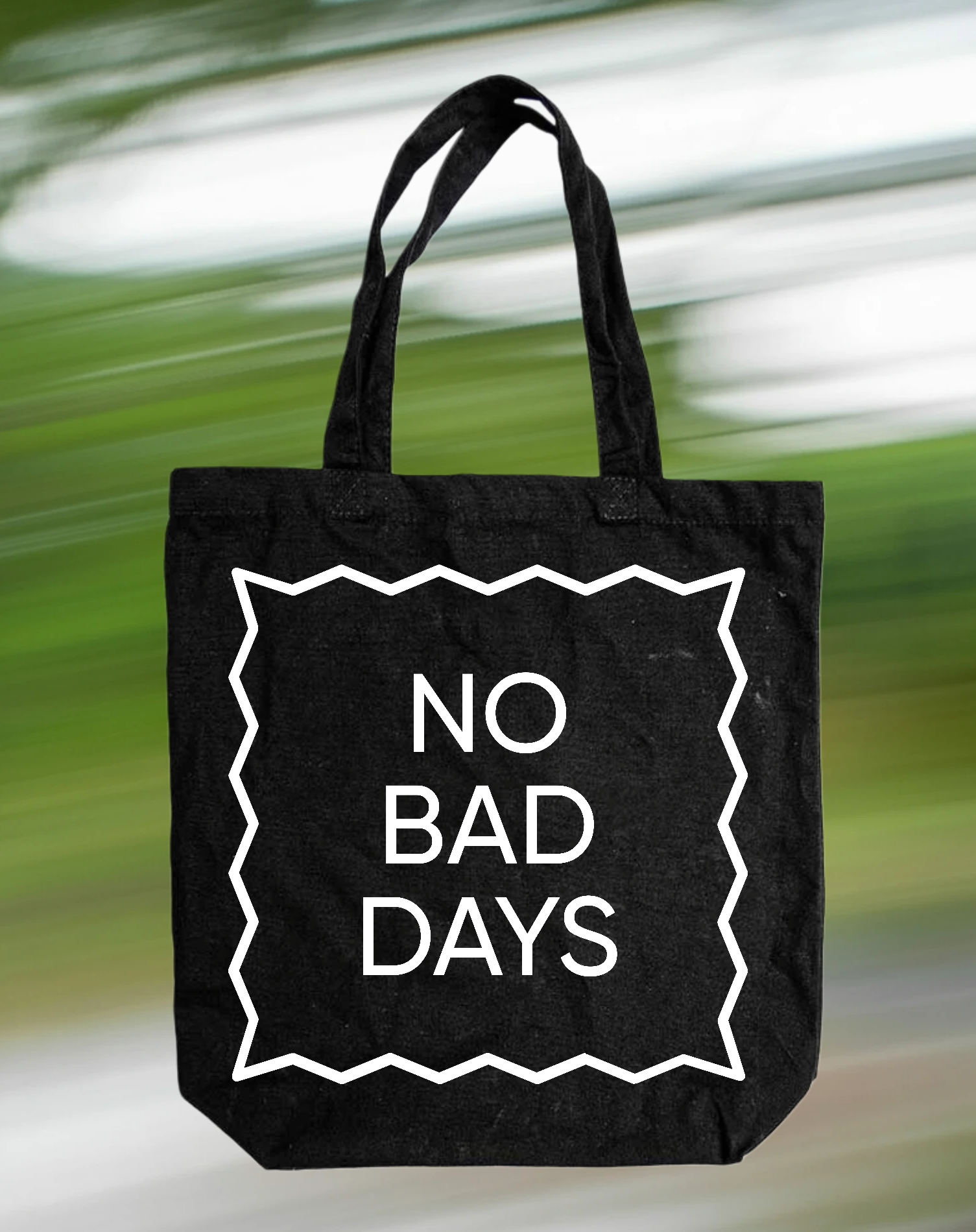 Template Motivational Black Tote Bag Design Idea