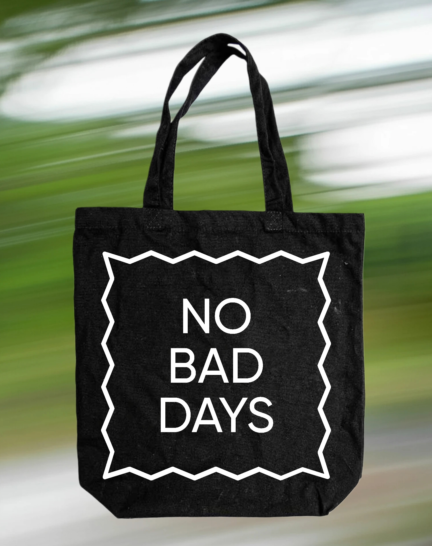 Template Motivational Black Tote Bag Design Idea