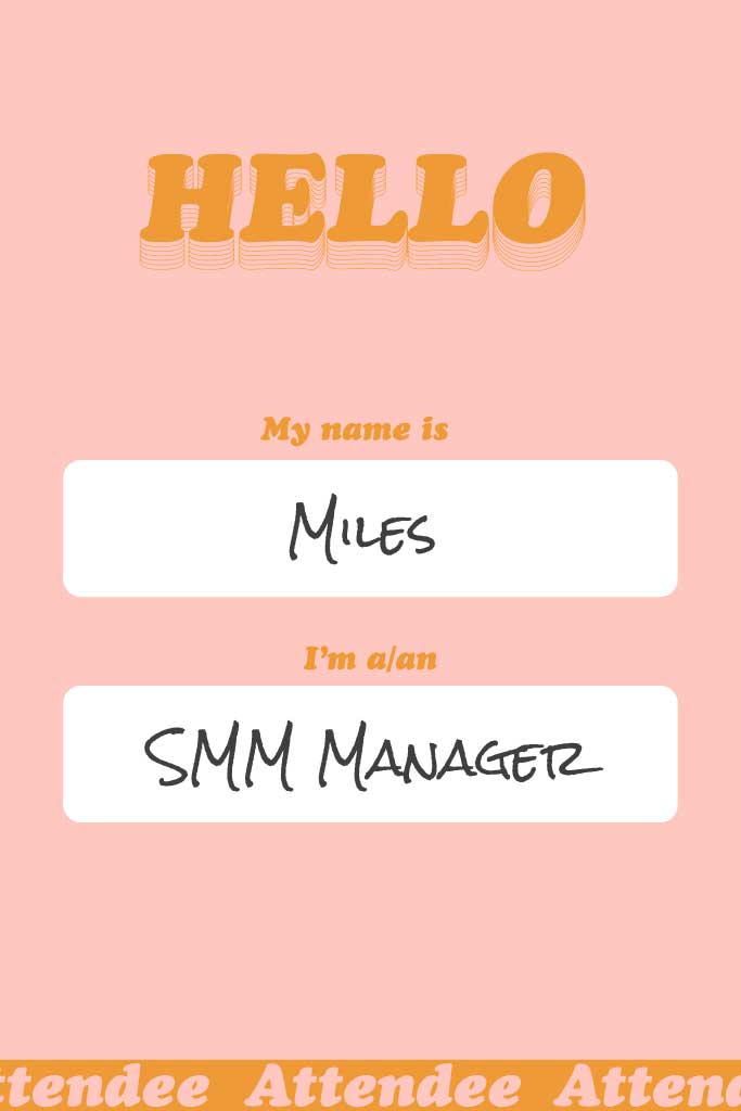 Peachy Hello Name Tag Post Template