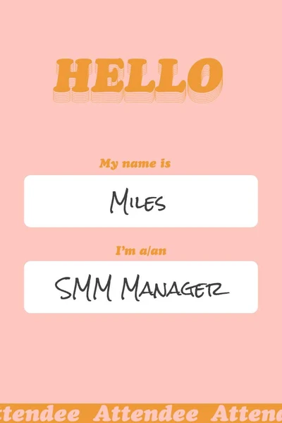Template Peachy Hello Name Tag Post Template