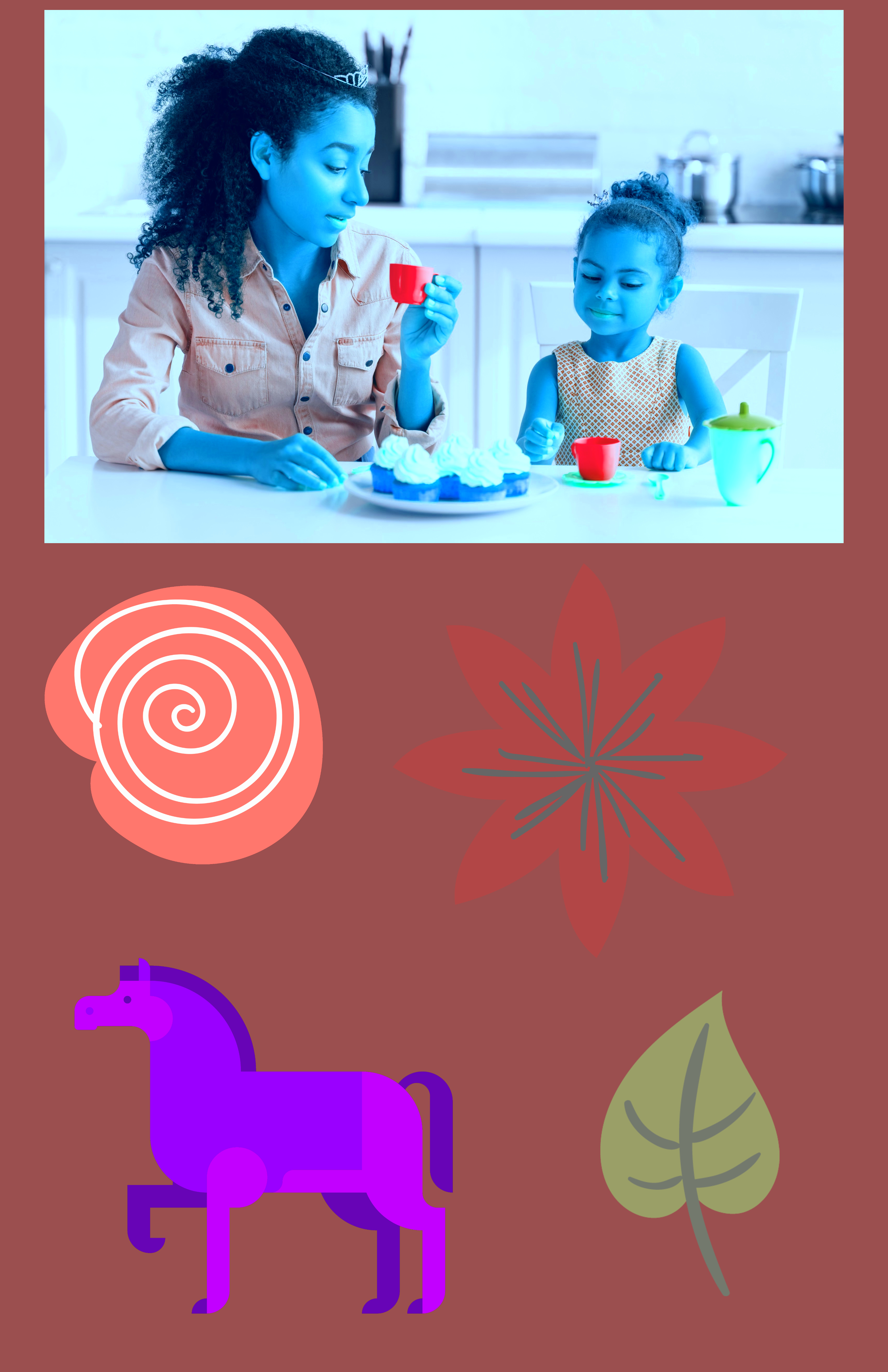 Family Baking Day Blue Red Poster Design