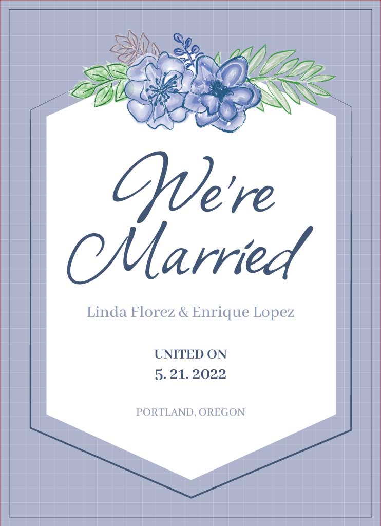 Elegant Blue Floral Wedding Announcement Poster