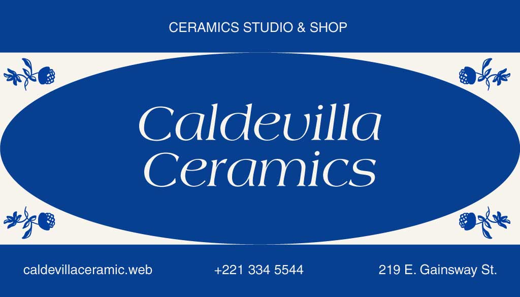 Elegant Blue Business Card Template for Ceramics Studio