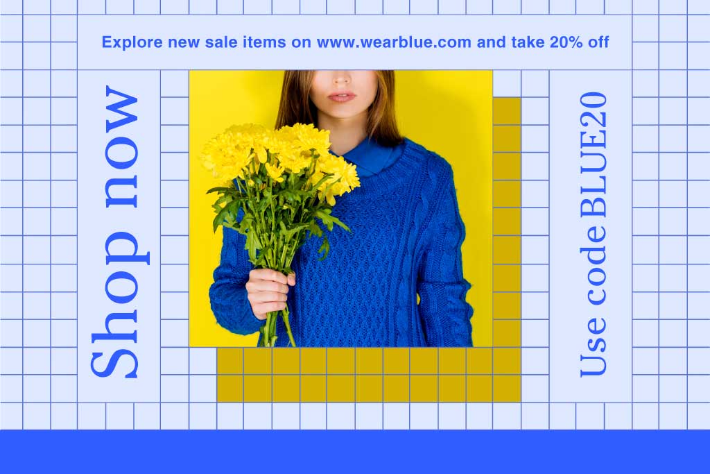 Vibrant Blue and Yellow Sale Ad Poster