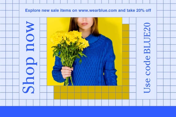 Template Vibrant Blue and Yellow Sale Ad Poster