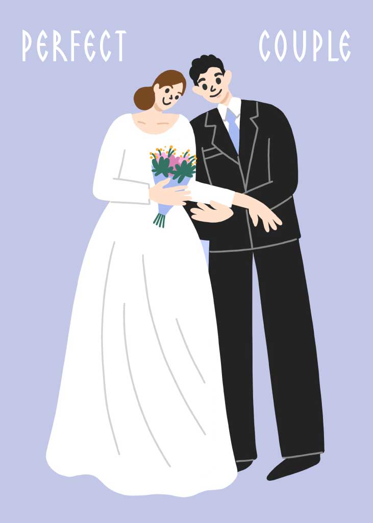 Charming Wedding Couple Illustration Poster