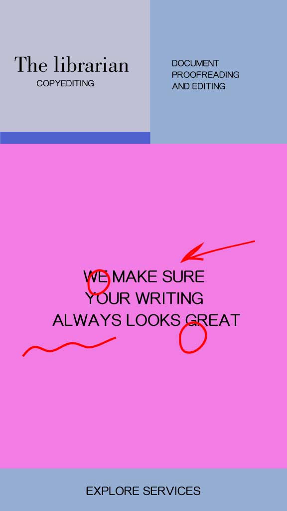 Template Chic Pink and Blue Editing Services Ad