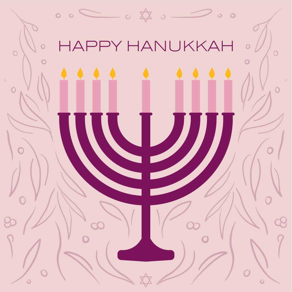 Template Elegant Mauve Hanukkah Celebration Poster Design