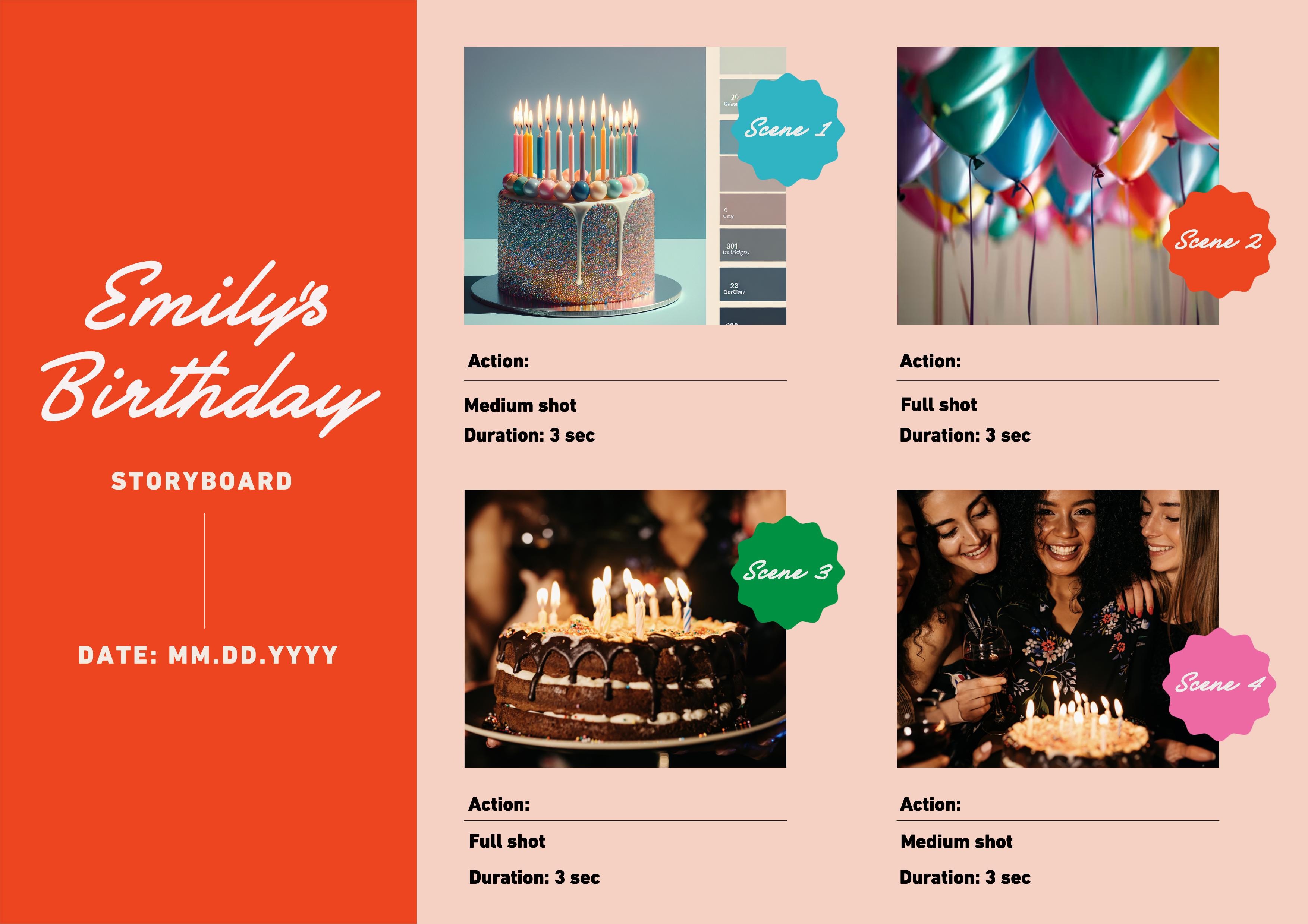 Colorful Birthday Party Storyboard Poster Design