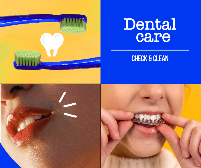 Blue and Yellow Dental Care Advertisement Poster