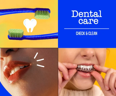 Template Blue and Yellow Dental Care Advertisement Poster