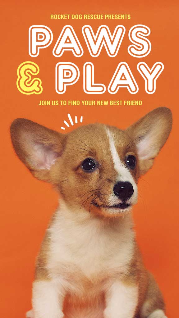 Orange Delightful Puppy Adoption Poster