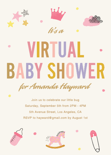 Template Chic Pink Virtual Baby Shower Poster