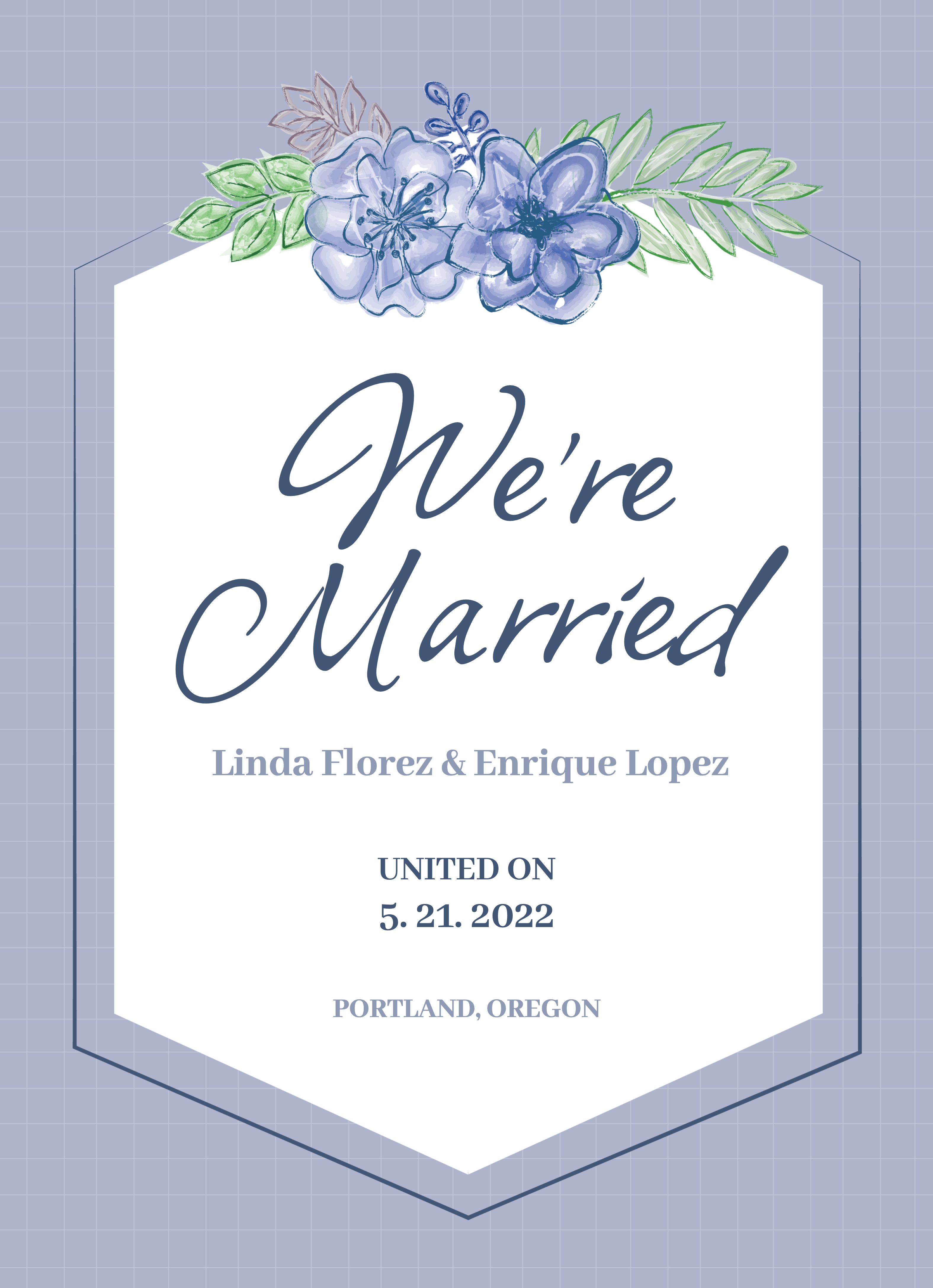 Elegant Blue Floral Wedding Invitation Post