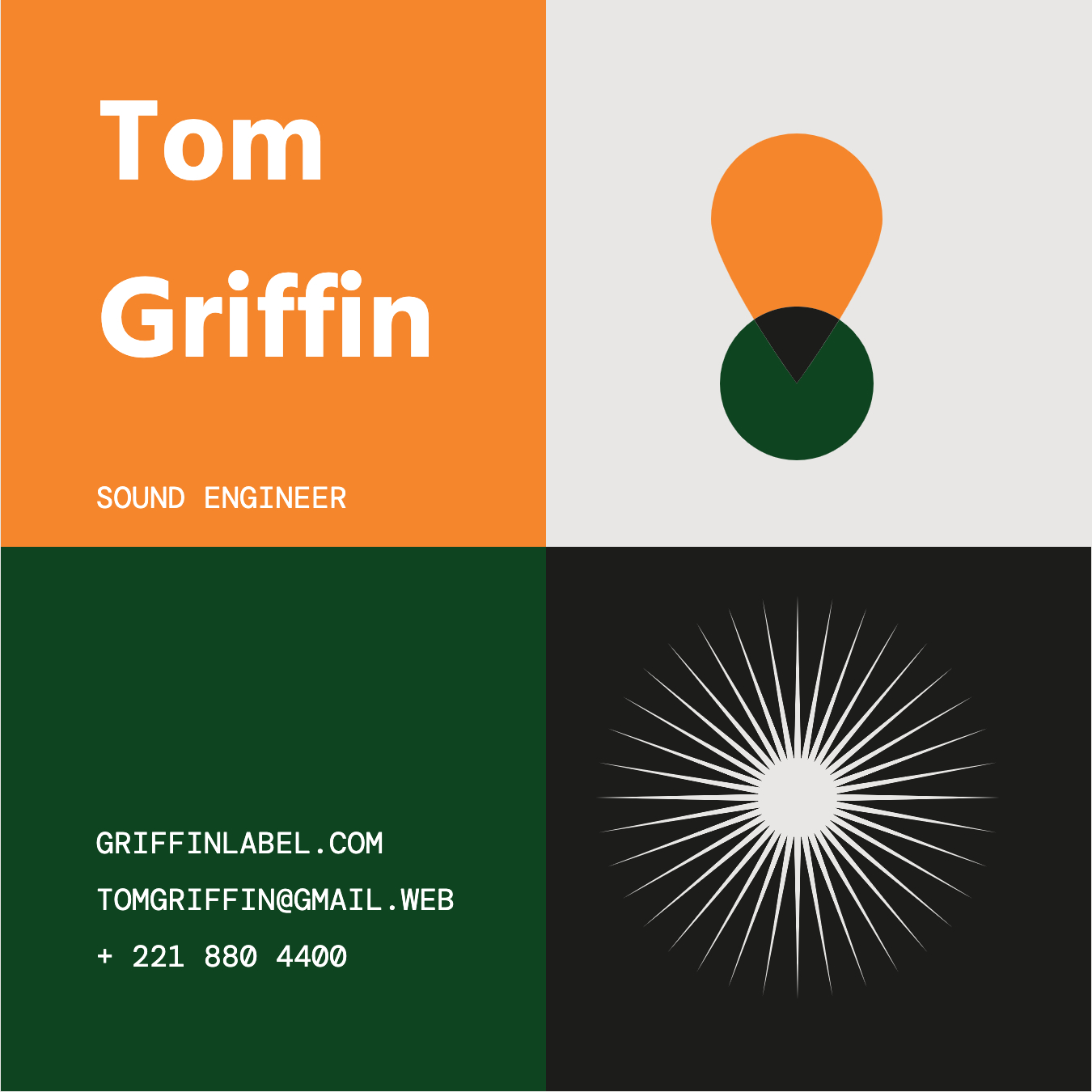 Bold Orange and Green Business Card Design