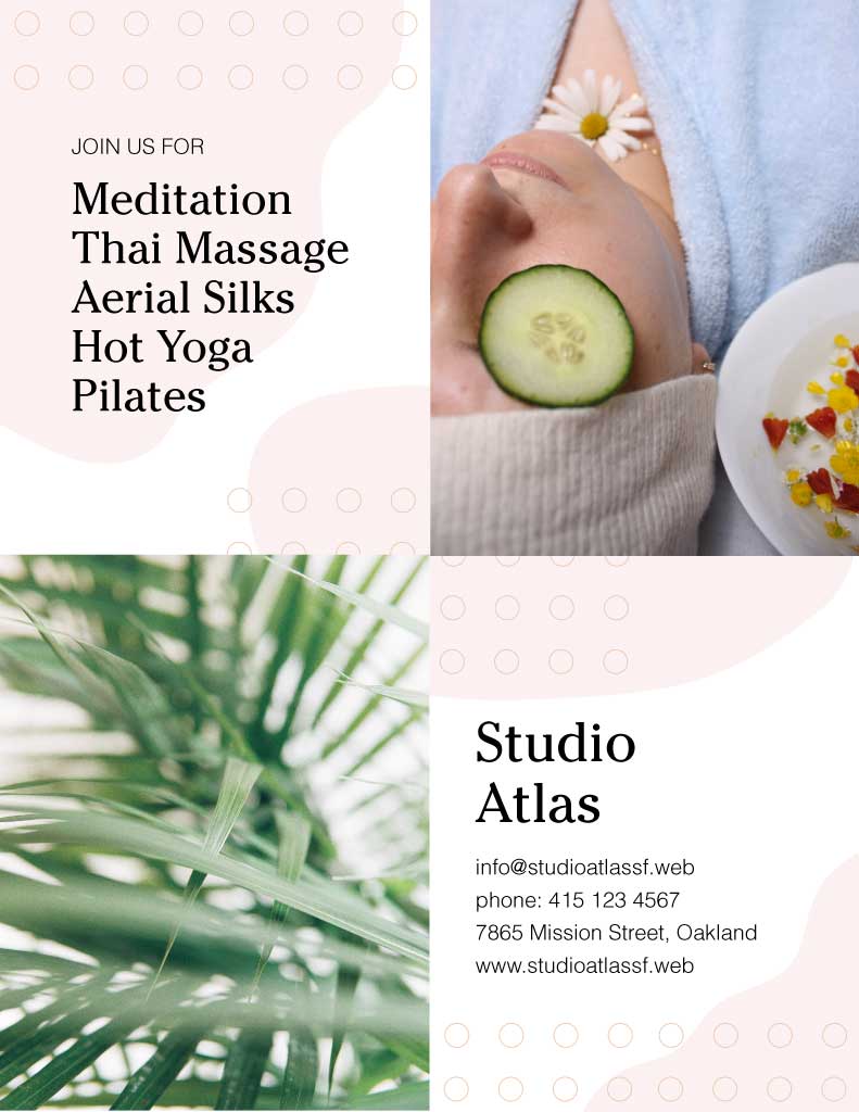 Elegant Wellness Studio Flyer in Pink and Green