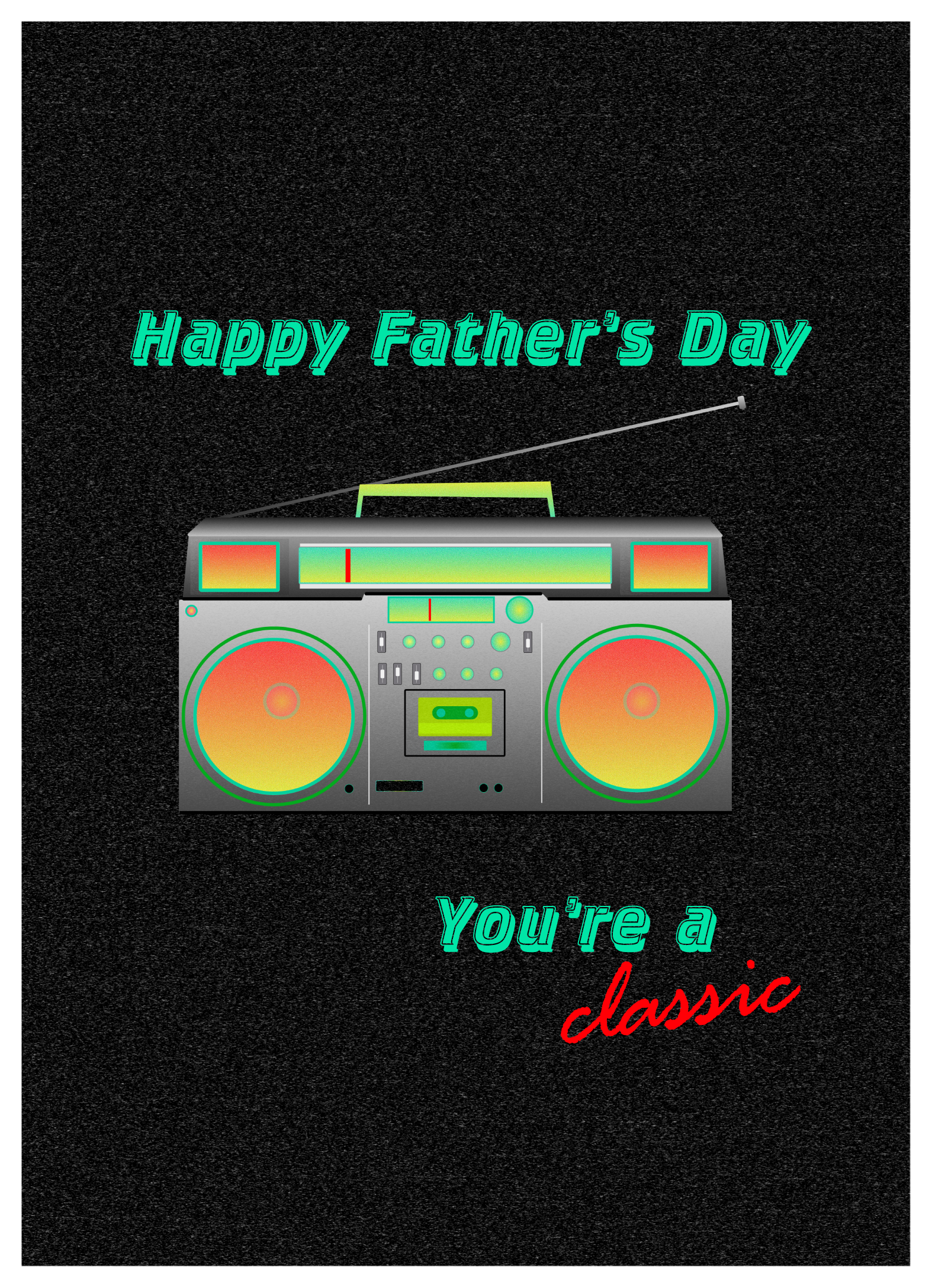 Retro Boombox Father's Day Poster Design