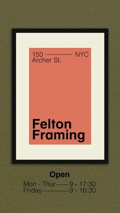 Template Salmon and Black Chic Framing Shop Poster