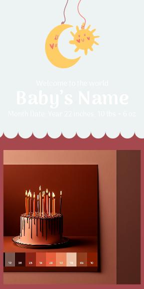 Blue and Yellow Newborn Announcement Poster