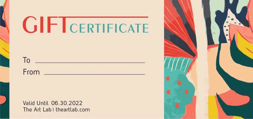 Template Artistic Peach and Coral Gift Voucher Design