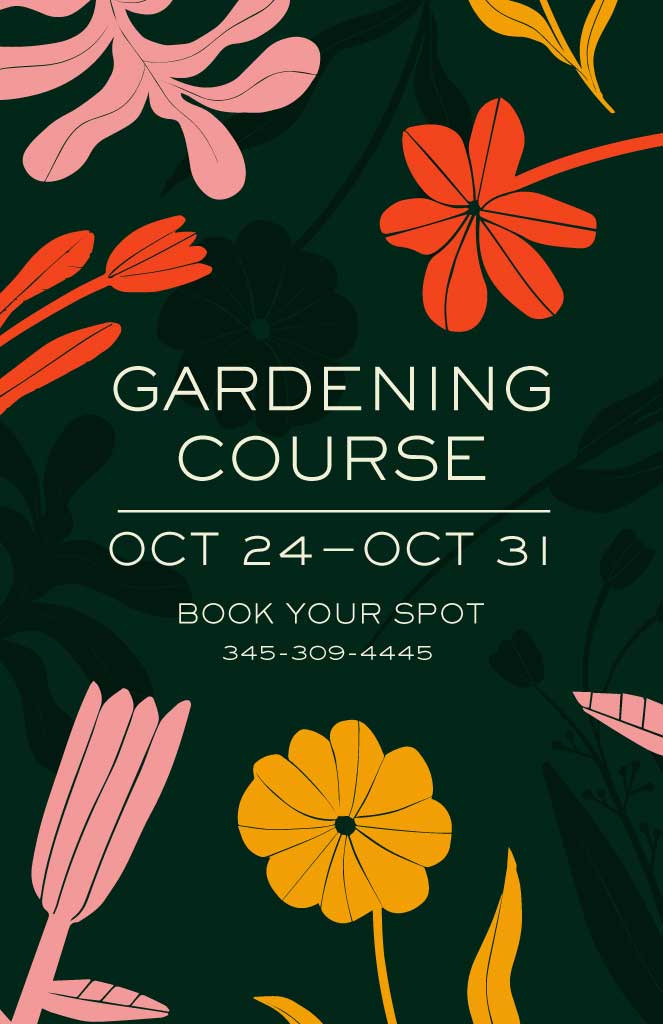 Template Lush Green Floral Gardening Course Poster