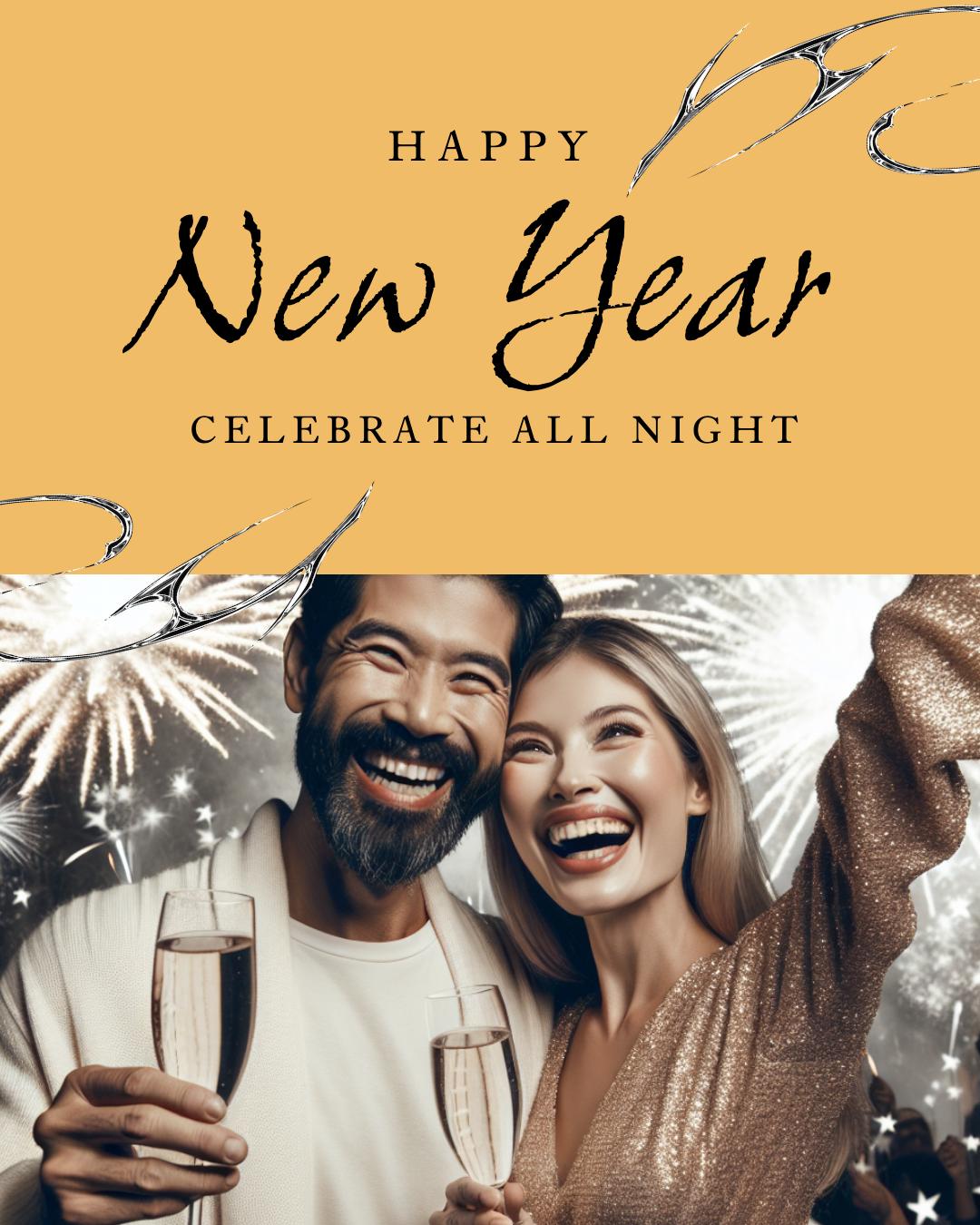 New Year Joyful Celebration Poster in Black