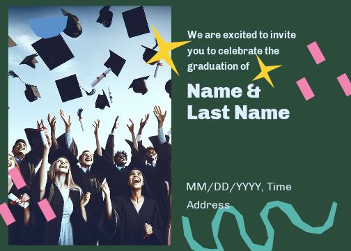 Navy Blue Vibrant Graduation Party Invitation Post